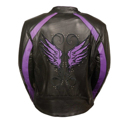 BRED Women’s Jacket w/ Stud & Wings Detailing-Purple