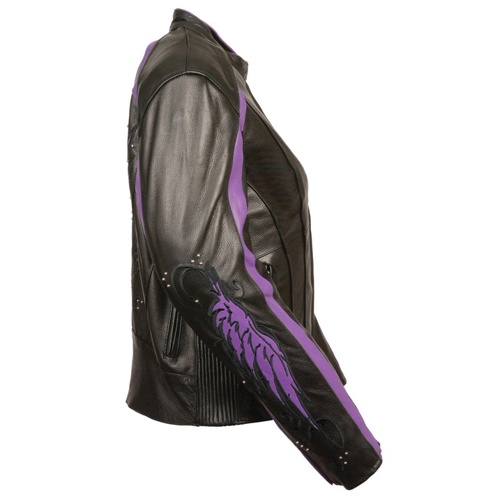 BRED Women’s Jacket w/ Stud & Wings Detailing-Purple