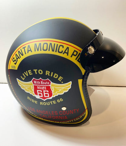 Route 66 3/4 Black Motorcycle Helmet