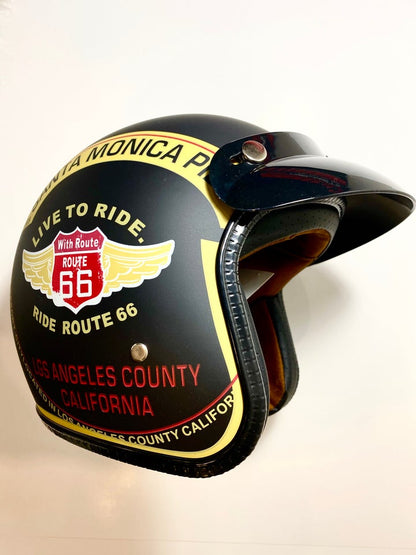 Route 66 3/4 Black Motorcycle Helmet